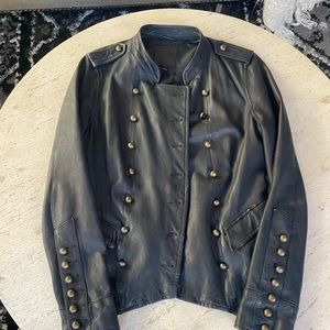 Joie Leather military style jacket size small black